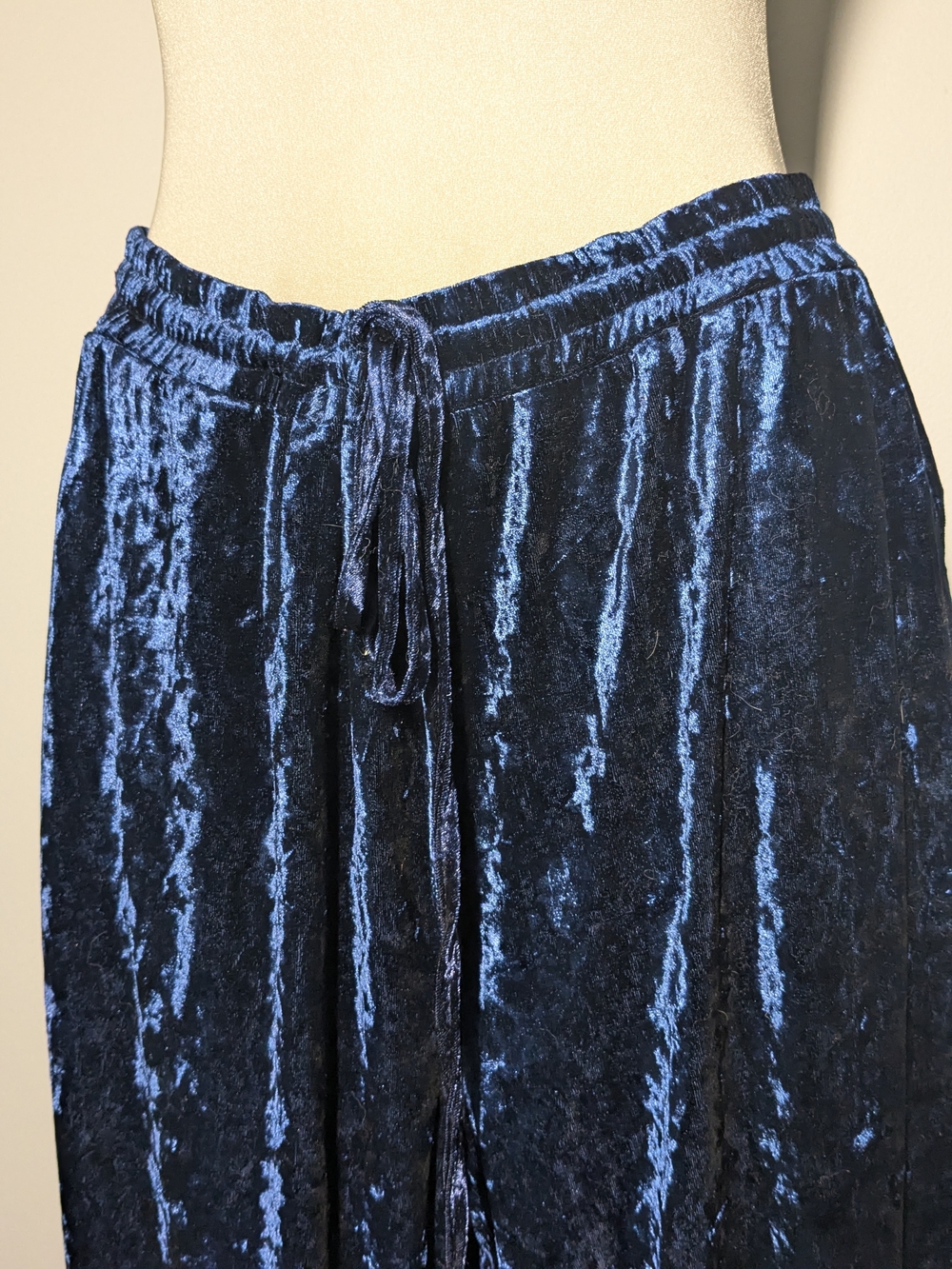C by One Shimmery Navy Crushed Velvet Pull-On Pants - Picture 2 of 16